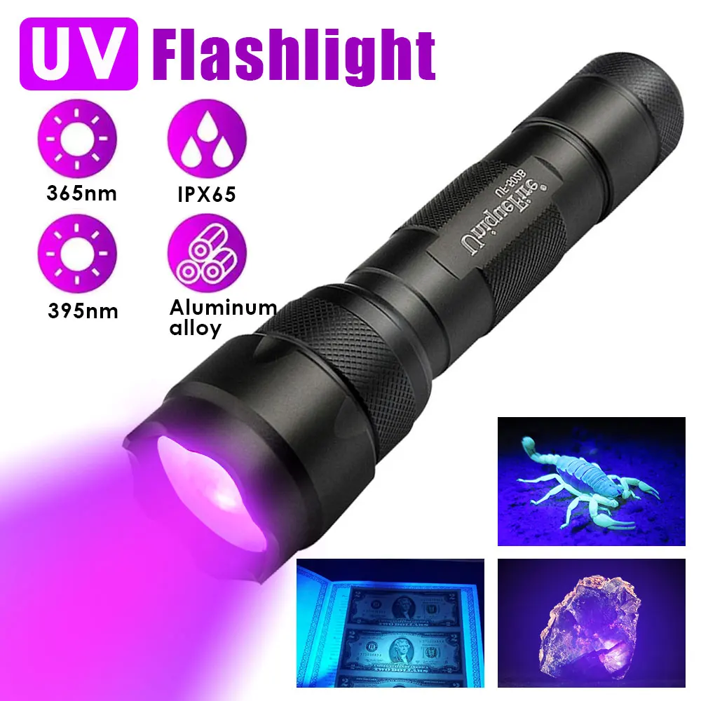 

UniqueFire 502B UV365NM 395NM Ultraviolet LED Flashlight Mini Blacklight Lamp Torch for Pets Urine And Stains Detector