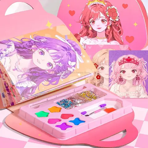 메이크업 세트 Kawaii 색칠 DIY 공주 예술과 공예 어린이 소녀 어린이 장난감 책 애호가 선물 미술 용품