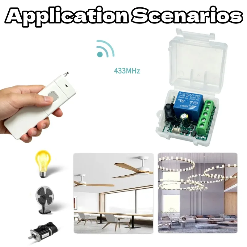 433Mhz Wireless Remote Control Switch LED Lamp Controller DC 12V 1CH Relay Receiver Module DIY Transmitter for Home Automation
