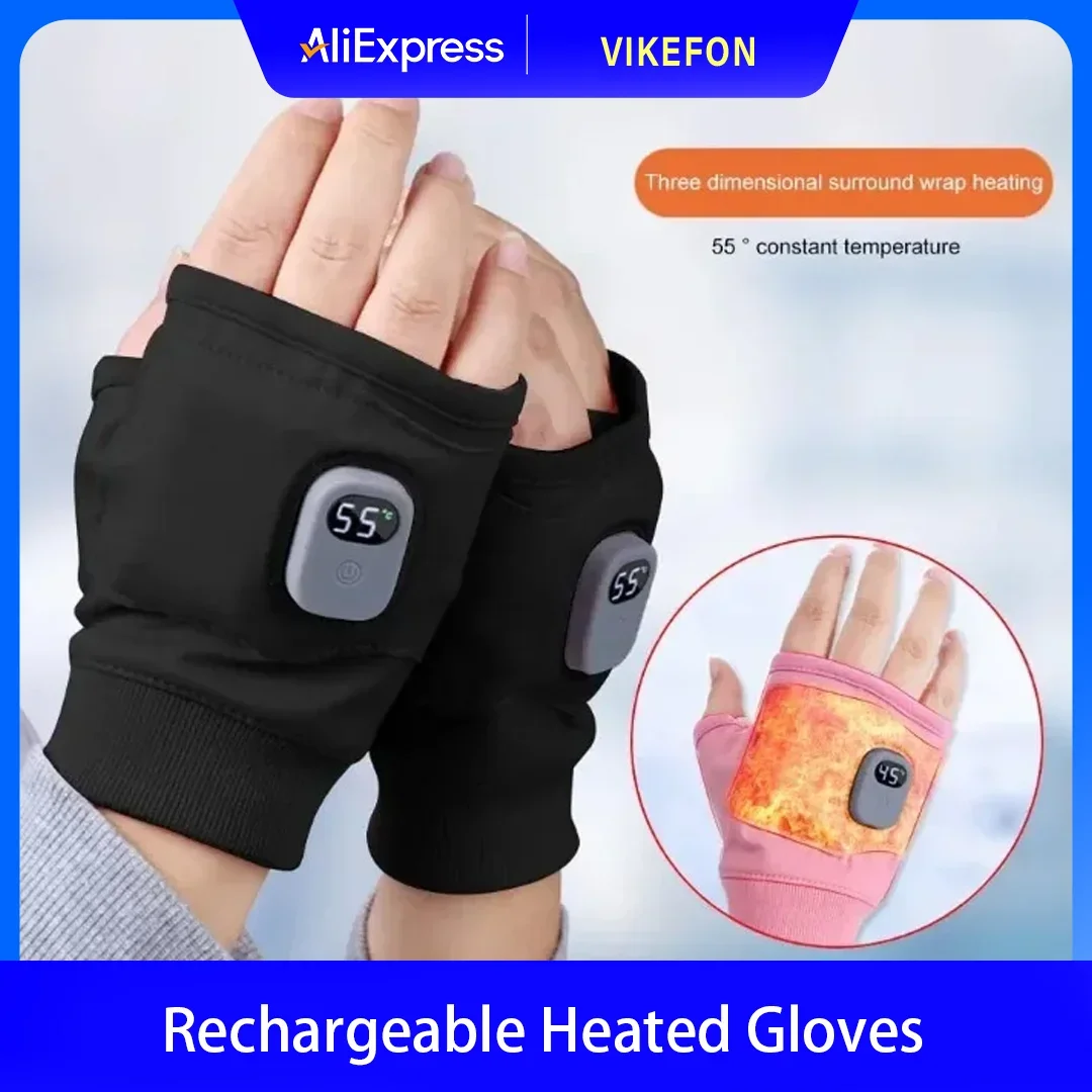 NEW Smart Thermostatic Heating Fingerless Gloves, Portable Heating Gloves, Rechargeable Hand Warmers for Typing, Women and Men