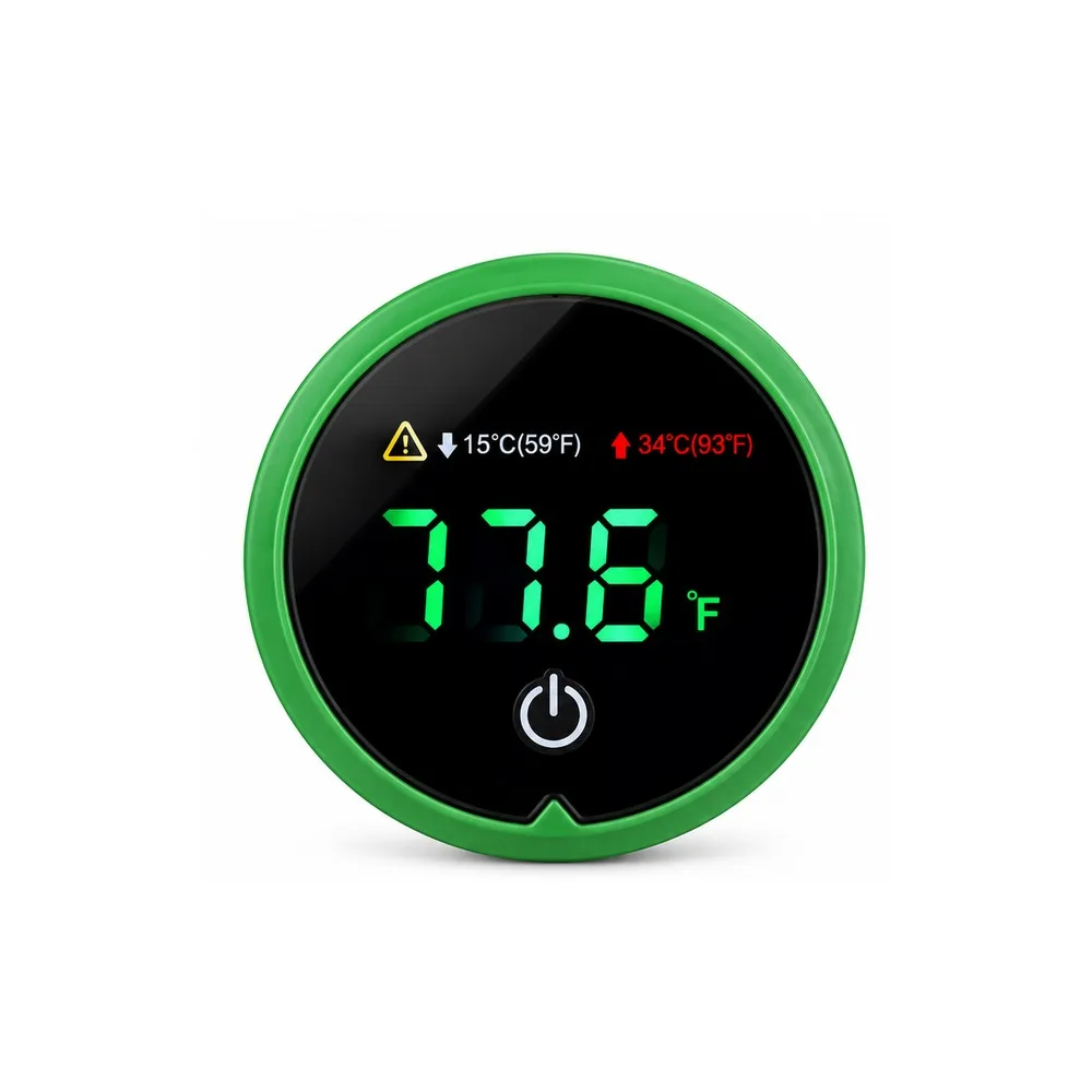 LCD Display Aquarium Thermometer Green External Stick-On Digital Thermometer Round Shape Waterproof Probe Temperature Gauge
