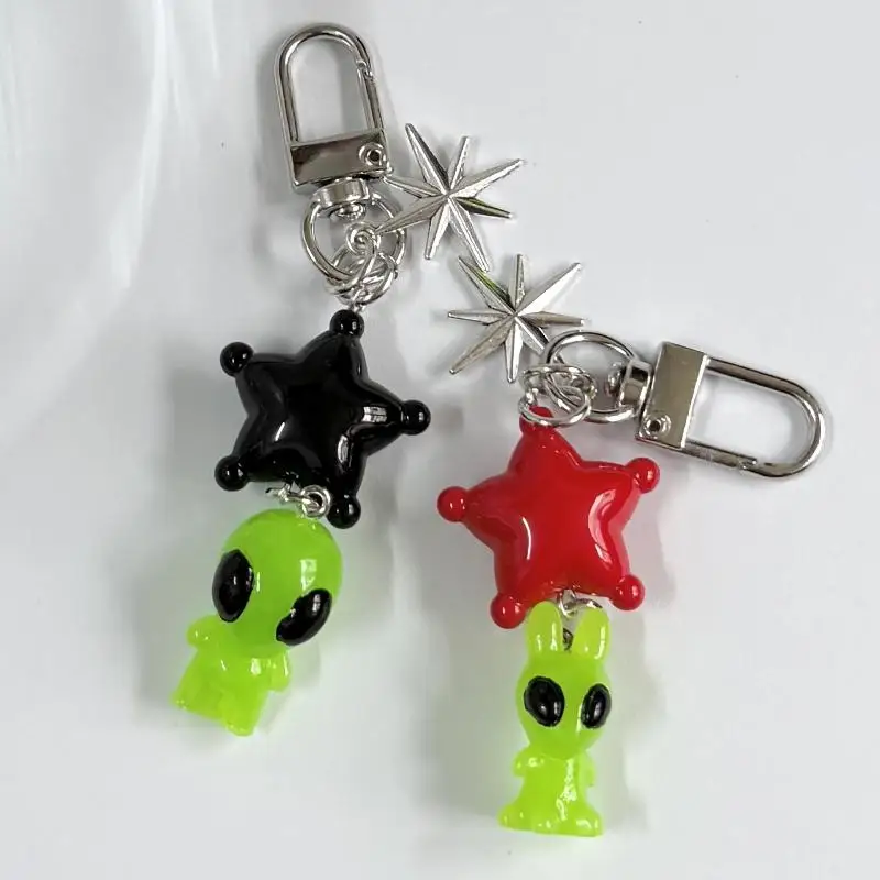 Cute Alien Keychain with Big Eyes Cartoon Bag Pendant Charm for Backpack Headphone Bag Daily Decor Gift for Students