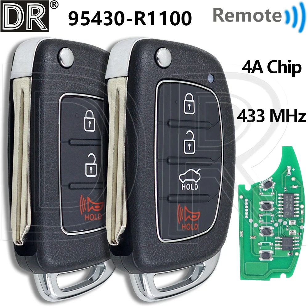 

Отличный 95430-R1100 4A PCF7939MA чип 433,92 FSK SY5AERGE04 HY14R лезвие флип автомобильный ключ дистанционного управления для Hyundai HB20 2019-2022