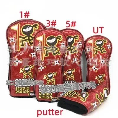 Golf accessories PU  Big Red Golf Club Head Cover Cap for Drivers Wood Putters No.1 No.3 No.5 UT