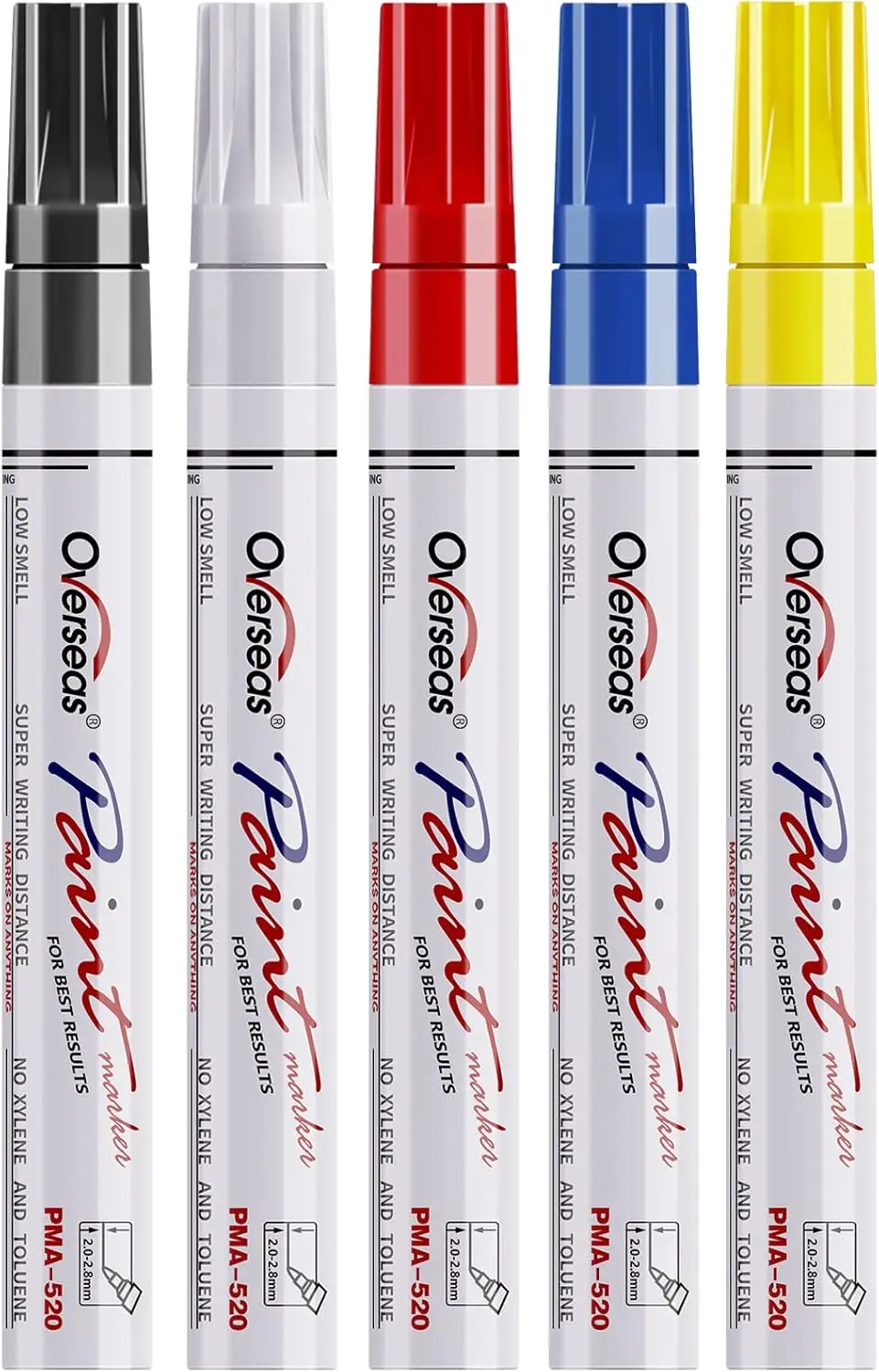 

5-Color Permanent Paint Markers, Quick-Dry Waterproof for Metal, Wood, Fabric, Plastic & More