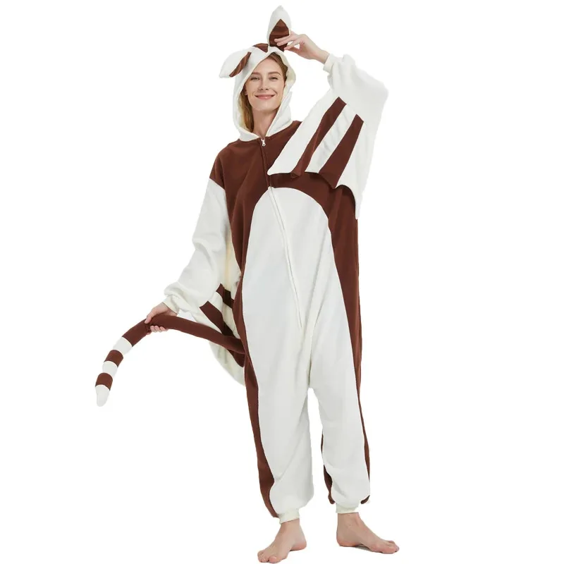 

Adult Zipper Animal Kigurumi Wool one-piece Pajamas Cartoon Costumes Halloween Fleece to keep warm onesie Party Cosplay Pajamas