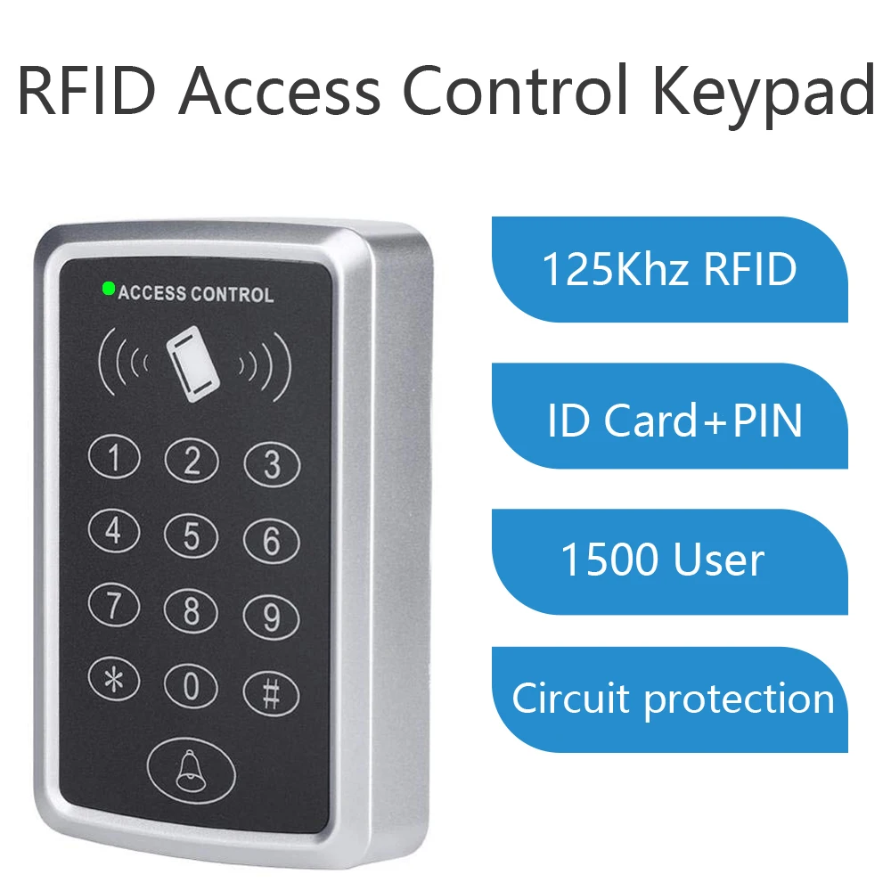 125Khz RFID Access Control Keypad EM Card Reader Door Access Control System Door Lock Opener Gate Keyboard System 1500 user