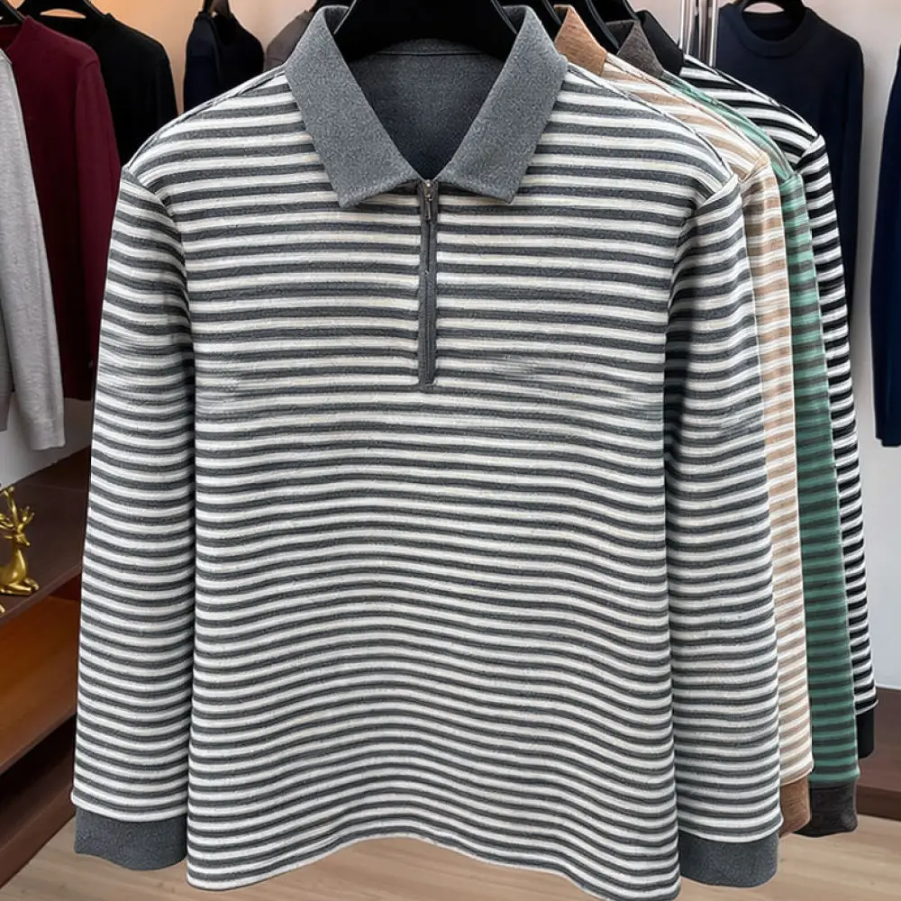 Casual Business Men Polo Shirt Long Sleeve Autumn Lapel Tee Tops Soft Breathable Comfortable Polyester Durable Pullover
