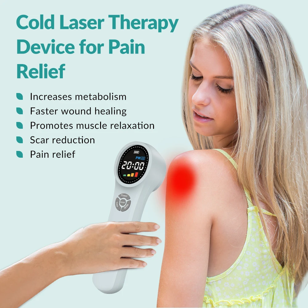 Terapia Avanzada con Láser Frío para el Dolor, Dispositivo de Fototerapia LLLT con Luz Roja de 660nm, 810nm y 980nm NIR para Dolor de Espalda, Cuello, Rodilla, Artritis y Curación de Heridas
