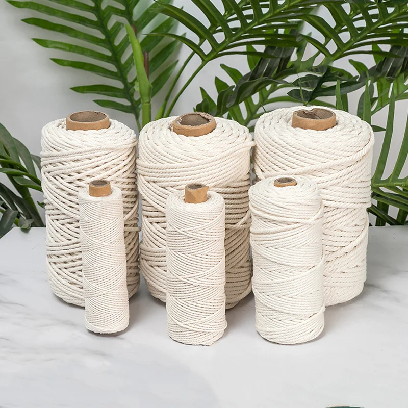 1/2/3/4/5/6/8/10mm Hand Cut Macrame Cotton Cord Jute Rope Twisted Twine String for DIY Crafts    Home Wedding Party Decoration