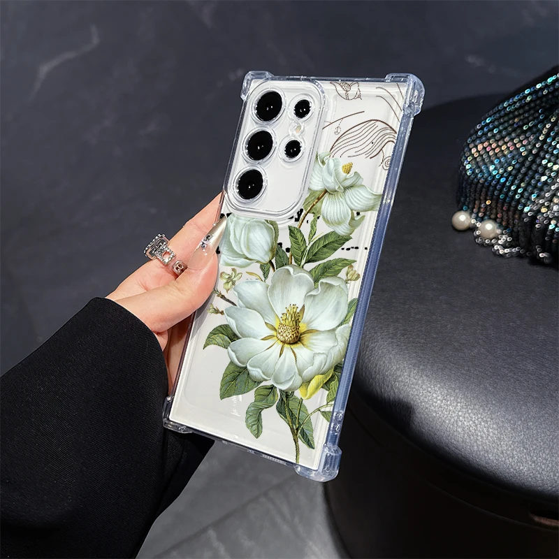 Purple Rose Blossoms Phone Case for Samsung Galaxy S25 Ultra S20 FE S21 S22 S23 Plus S24 S26 Edge Cases Transparent Soft Covers