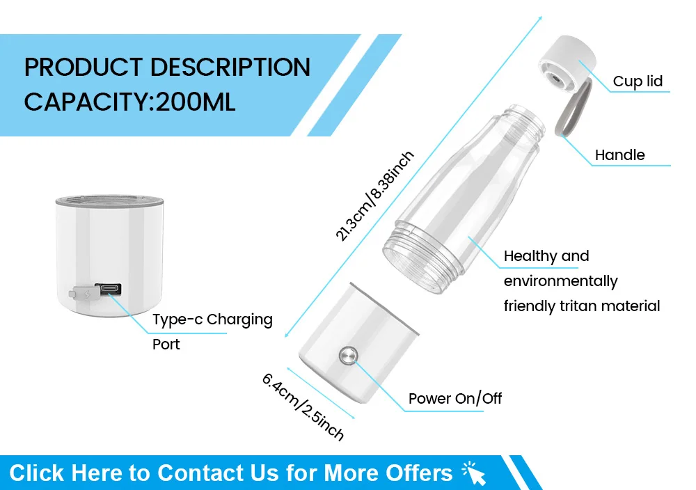 Best Portable H2 Hydrogen Water Generator – USB Rechargeable Ionizer Cup for Daily Health | Hydrogen-Rich Drinking Bottle