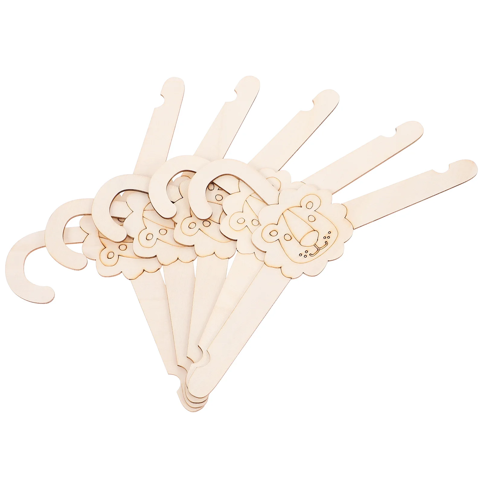 

5pcs Wooden Cute Lion Design Clothes Small Closet Organizer For Nursery Toddler Home Kindergarten Use Animal Shaped