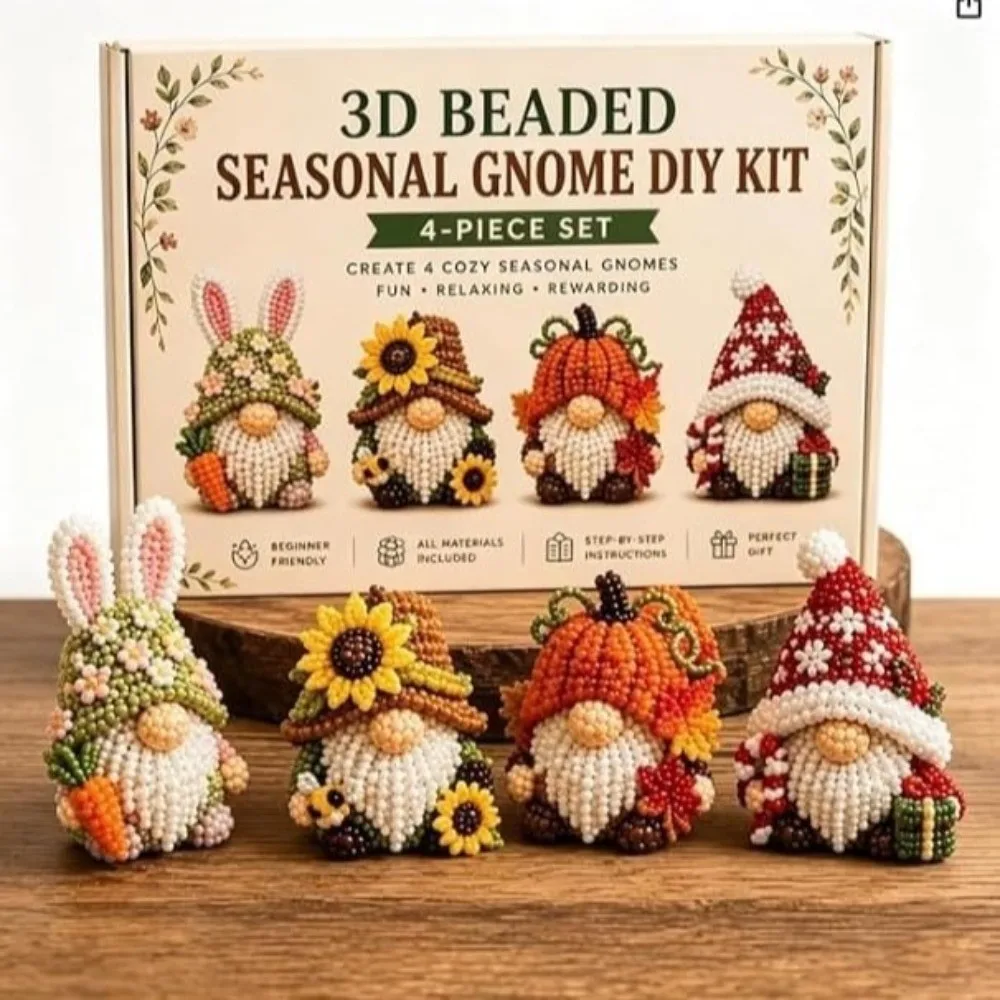 Vibrant Tube Beads 3D Beaded DIY Craft Kit Gnome Dragon Bead Making Supply Educational Colorful Handmade Bead Art Set