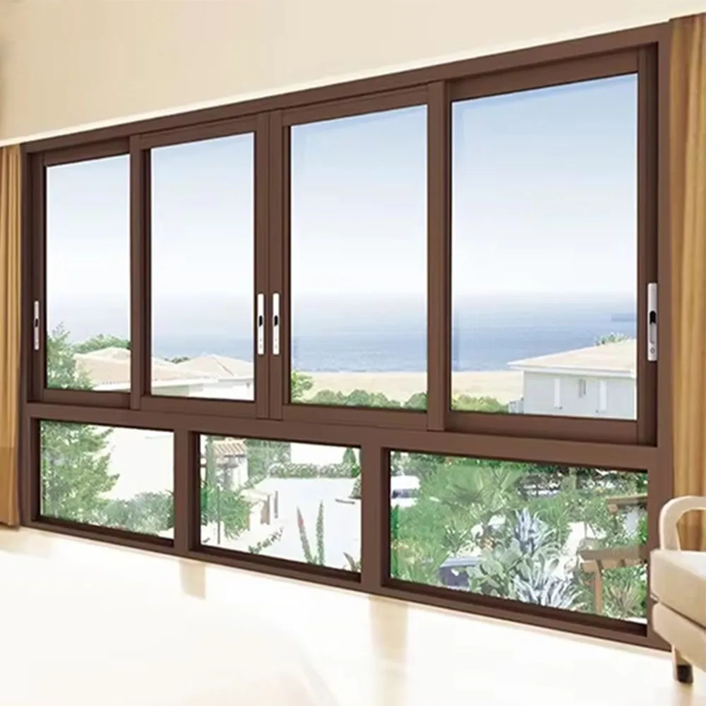 Latest Horizontal Anti-Theft Double Glazed Aluminum Alloy Sliding Window Frame Design with Germany Brand Hardware