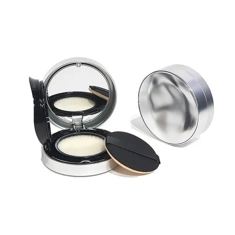Boîte bouffante à coussin d'air vide – Trousse à cosmétiques portable avec éponge à poudre et miroir |   Pour remplir BB crème/fond de teint