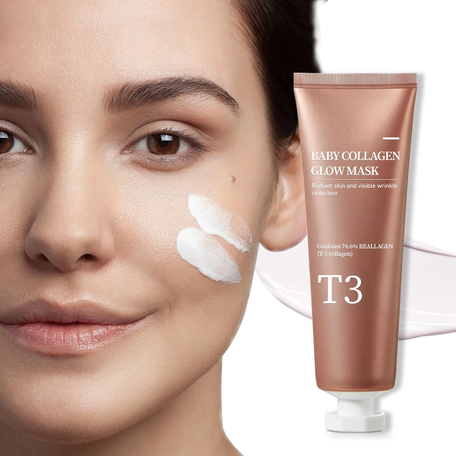 T3 Collagen Glow Mask, T3 Collagen Peel Off Mask, Korean Face Mask Make Glowy Skin, Skin Elasticity, Firming Wrinkle Facial Mask