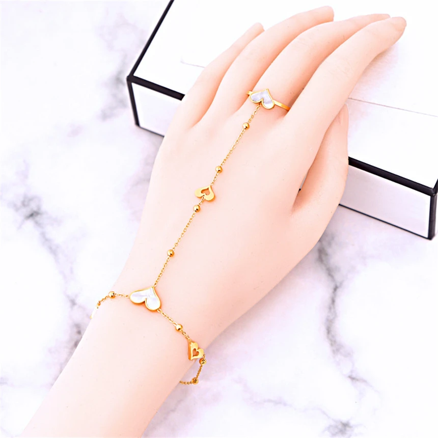 316L Stainles Steel Natural Seashells Heart Shaped Imitation Turquoise Tree Of Life Bracelet For Women Fashion Fine Jewelry Gift