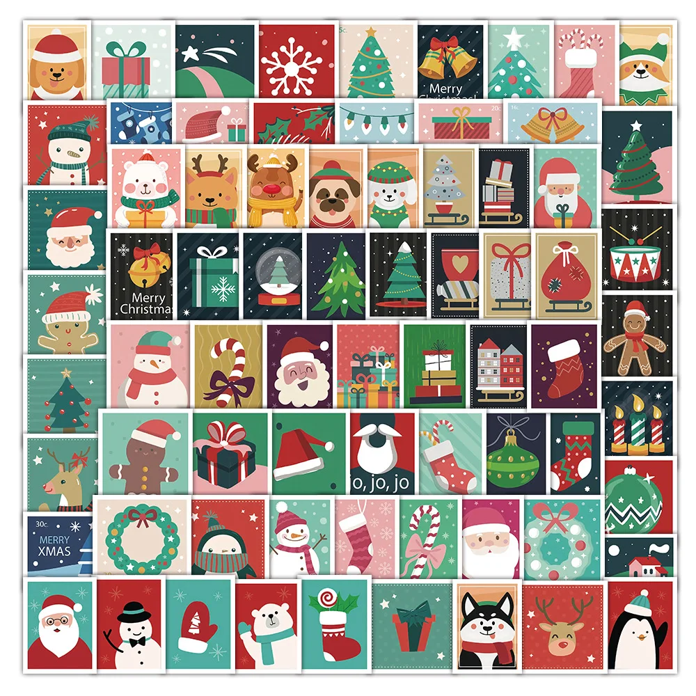 102PCS Retro Cartoon Stamps for Christmas Graffiti Stickers Creative Cartoon Decal DIY Luggage Phone Guitar Scrapbook Kid Toys