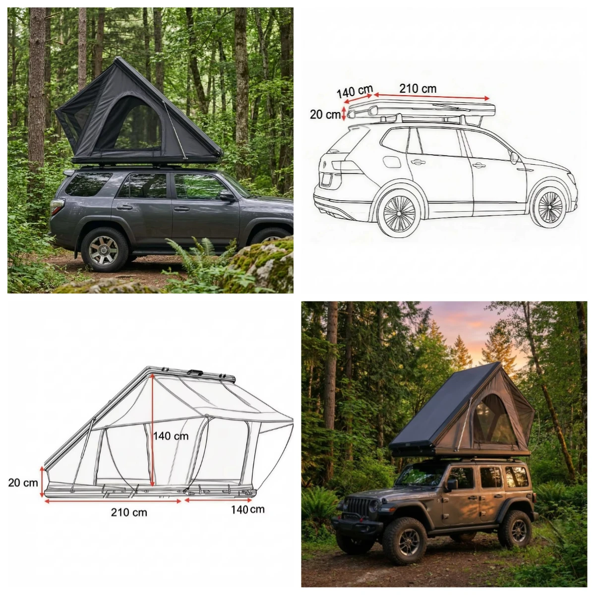 

Collapsible Lightweight 3000mm Waterproof Rooftop Tent SUV Hard Shell Car Four-Season 3-4 Person 4X4 Offroad