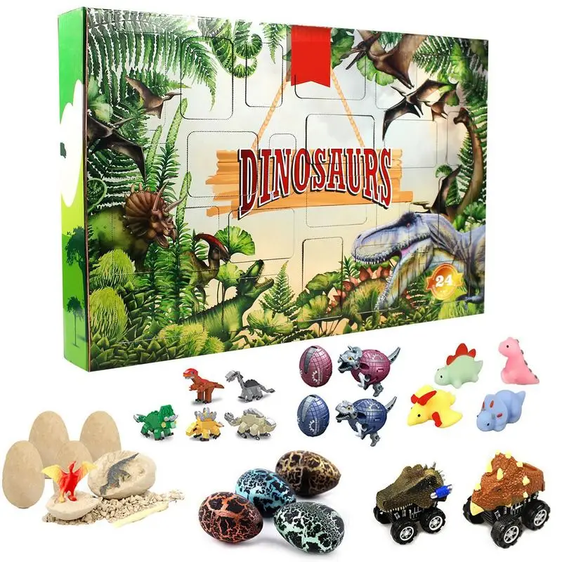 Calendario dell\'Avvento con dinosauro Bambini Conto alla rovescia di Natale Giocattoli Dino Figure Note di cancelleria Conto alla rovescia di Natale