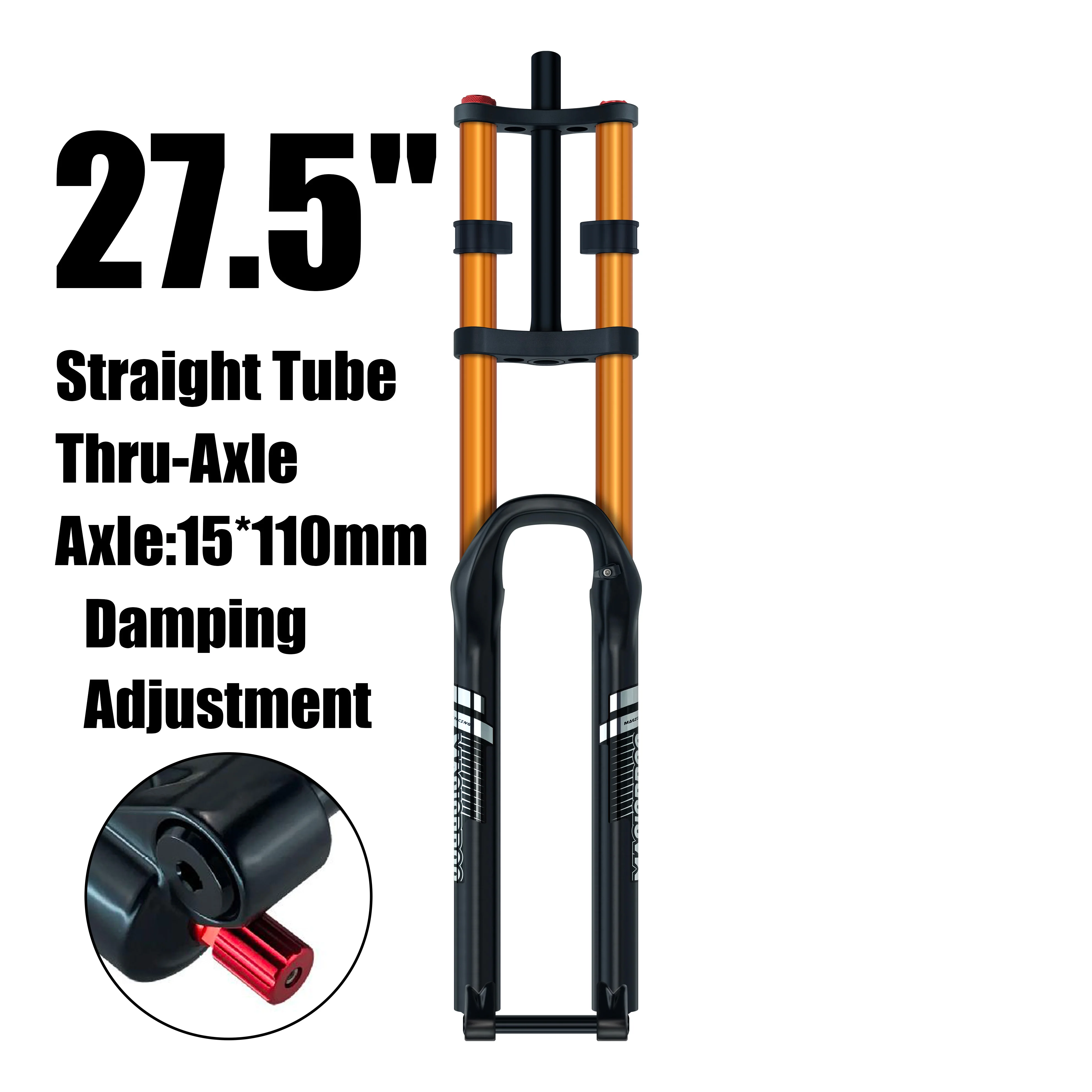 MAGICBROS Dubbele Schouder Luchtvering Vork Schijfrem 180MM Veerweg 15*100 / 110MM Elektrische E-Bike Mountainbike Lucht Vork