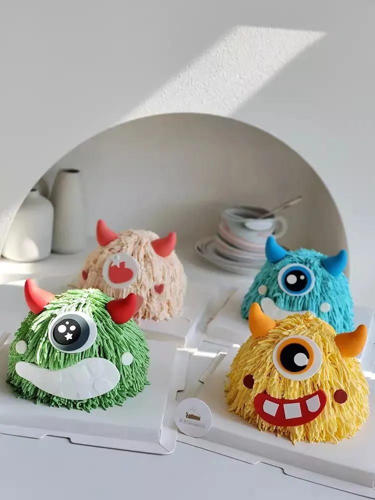 6pc Happy Halloween Theme Polymer Clay Cake Topper Little Monster Kids Party Children Cake Topper Insertion Supplies Decoration