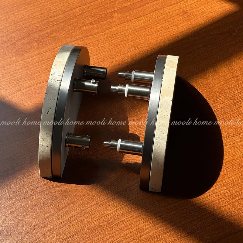 

1 Pair Natural Travertine Stone Glass Door Marble Handle Wabi Sabi Style Aluminum Carved Marble Wood Door Knob