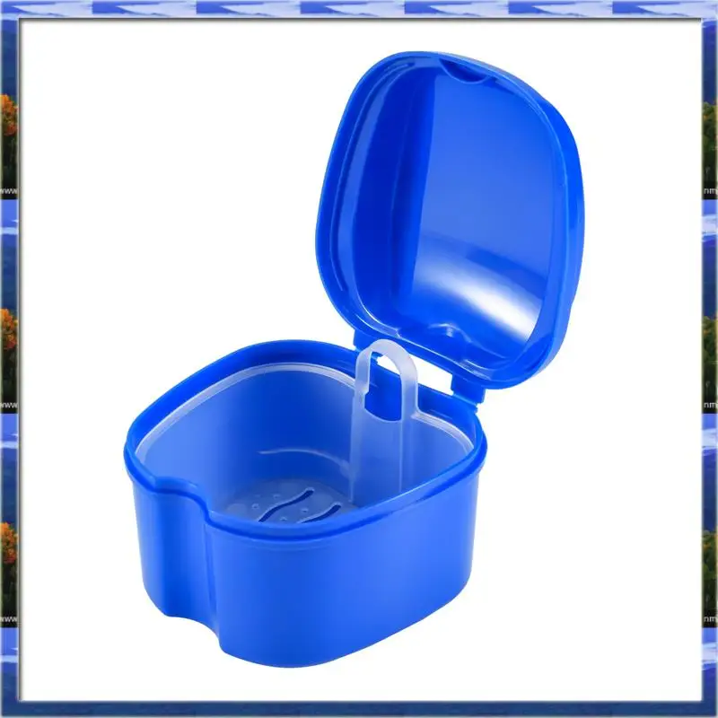 AS59 - Custodia per protesi, tazza per protesi con filtro, scatola da bagno per protesi, scatola per denti finti con supporto per contenitore a rete per cestino per Tra