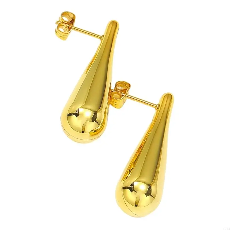 Stainless Steel Teardrop Studs Earrings for Sensitive Skin Gold Plated Earrings C71A