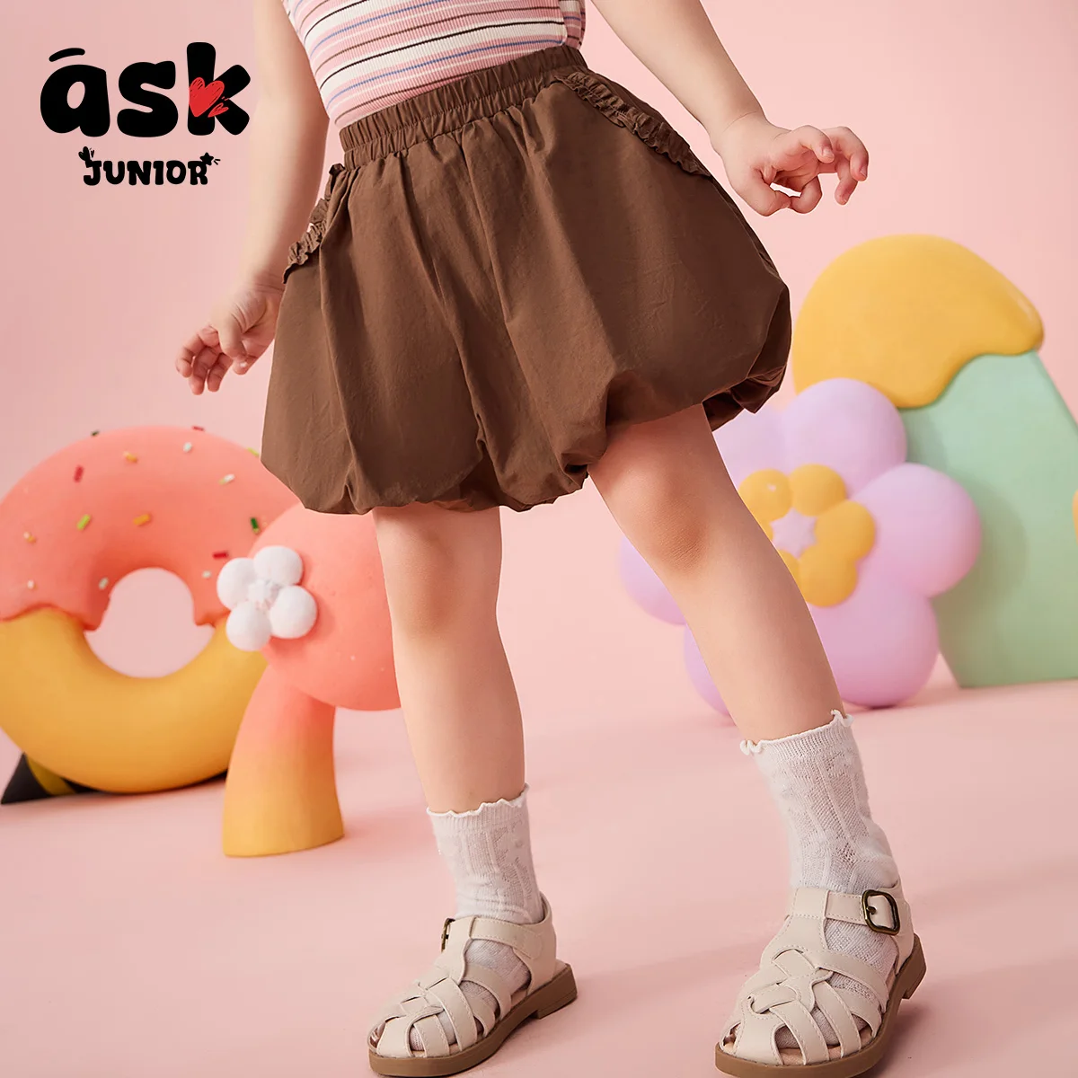 اسأل شورت سروال قصير صيفي للفتيات الأكبر سنًا لطيفًا بلون سادة من القطن #4