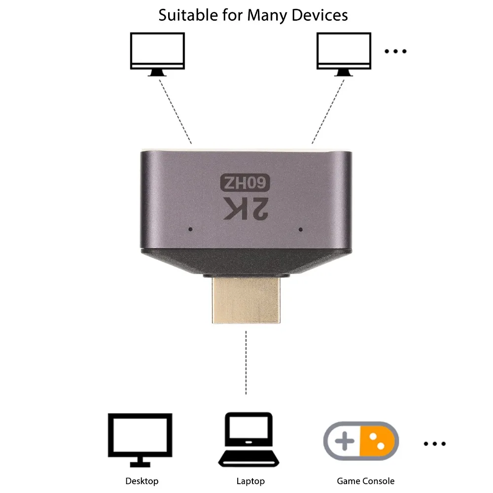 2PCS Male To Dual Female HD Multimedia Interface 1 to 2 Adapter 2K 60Hz with Indicator Light Video Splitter Adapter