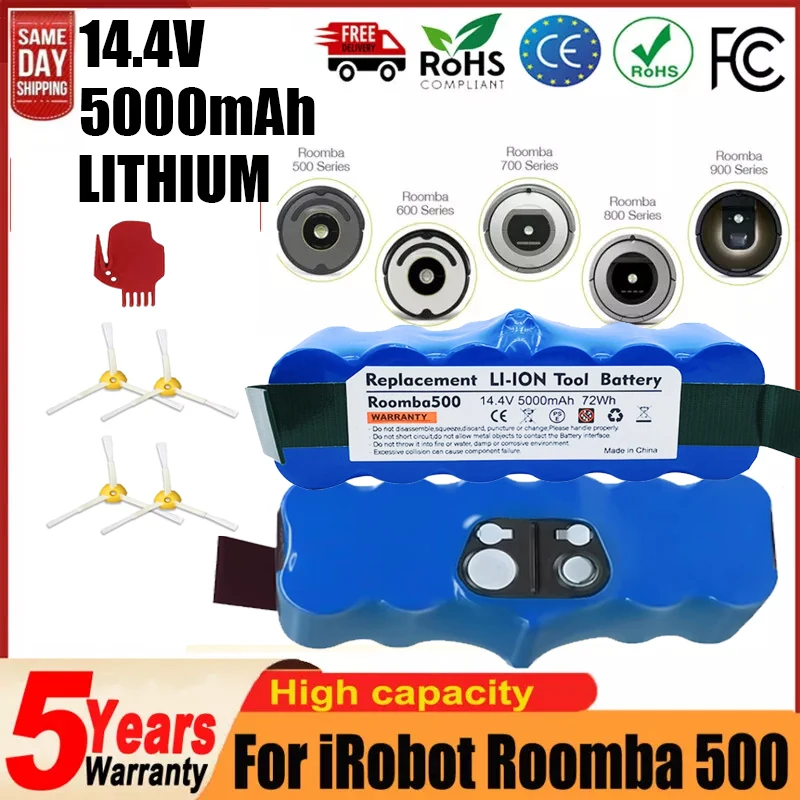 14.4V 5000mAh Do iRobot Do Roomba serii 500 Wymienna bateria szczotkowa 980 960 785 530 560 650 630 620 Z akcesoriami