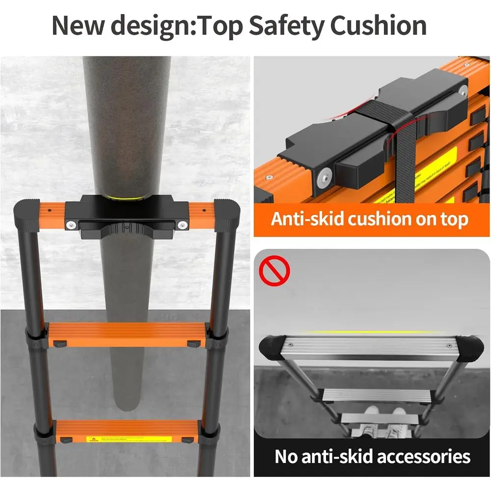 Tangga Ekstensi 12.5FT, Kapasitas Maksimum 330lbs, Tangga Lipat Serbaguna untuk RV atau Pekerjaan Luar Ruangan