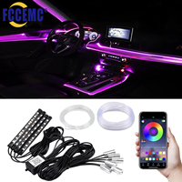 LED Car Interior Ambient Light Strip RGB Fiber Optic Atmosphere Neon Lighting Kit APP Wireless Control Auto Decorative Lamp