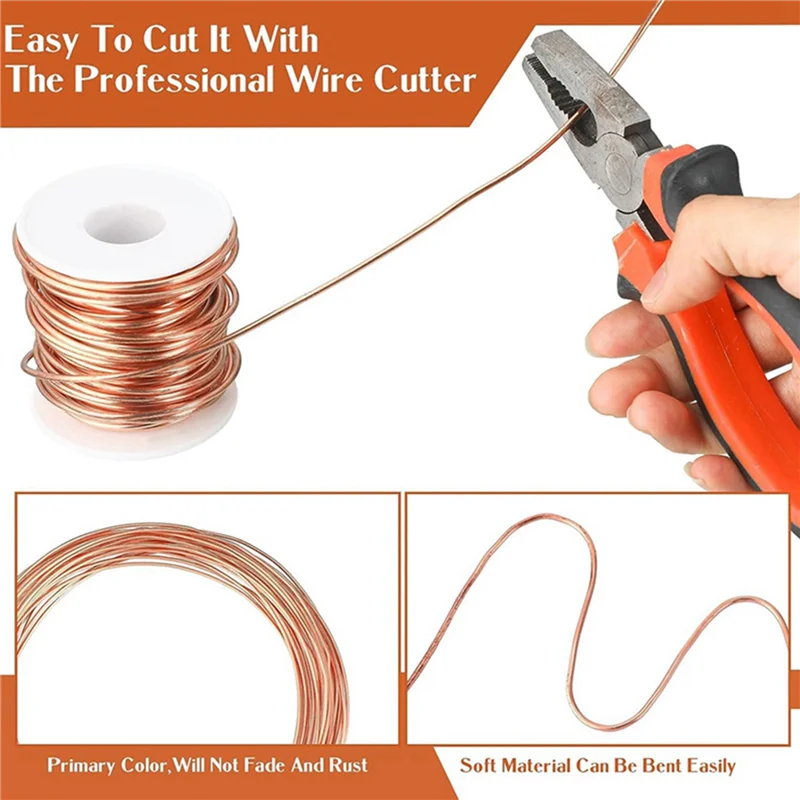AB42-4 Rolls Soft Copper Wire Solid Bare Bendable Wire For Electroculture, Jewelry Making (12 Gauge 52.49Feet Per Roll)