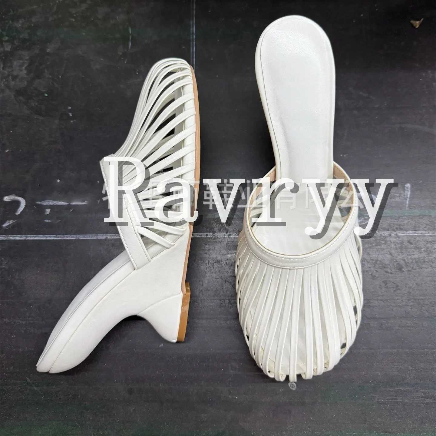 

Designer New Wedges Heel Women Slippers Narrow Band Cover Toe High Heel Sandals Fashion Runway Show Shoes