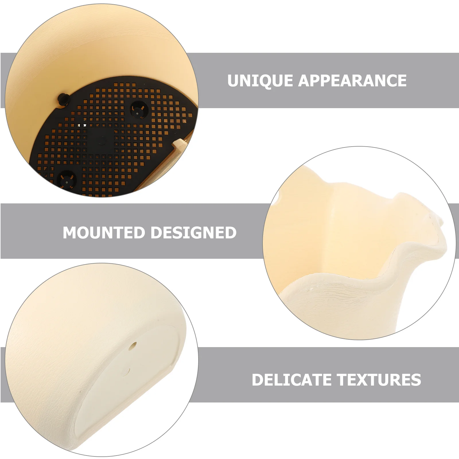 أصيص زهور معلق على الحائط من الراتنج البلاستيكي شبه الدائري للحديقة الداخلية والخارجية، أوعية زهور مثبتة على الحائط على الطراز العتيق،