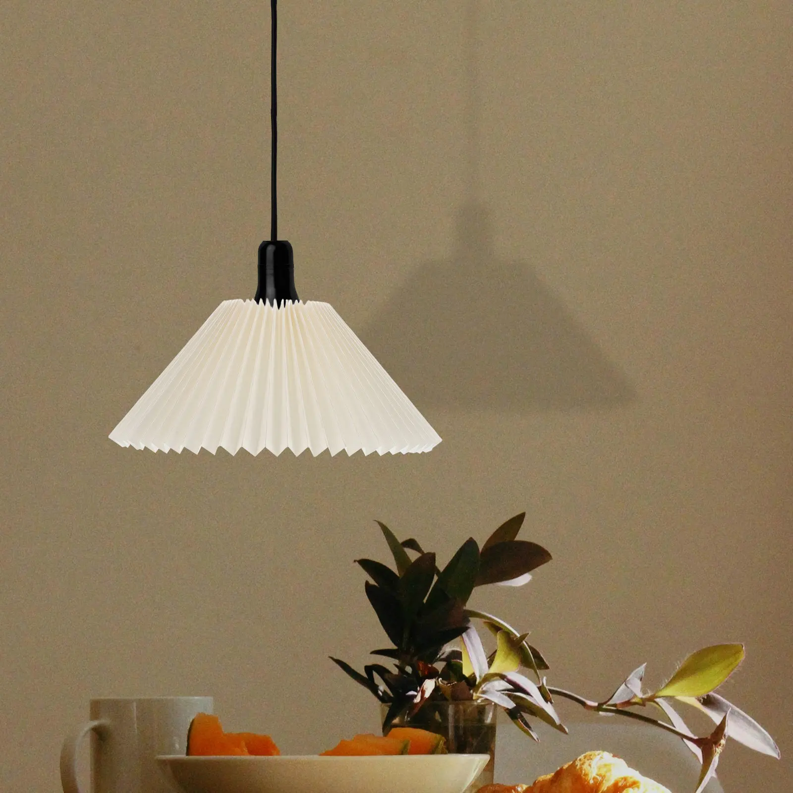Beige Pleated Fabric Lamp Shade Replacement – Bell Style for Table, Floor & Nightstand Lamps