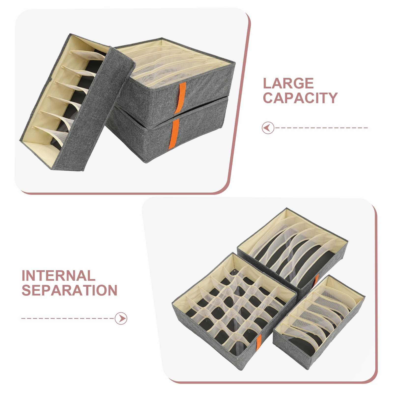 

3 Pcs Clothes ganizer Large Capacity Sock ganizer For Closet Sock Drawer ganizer Internal Compartments Drawer Storage Box