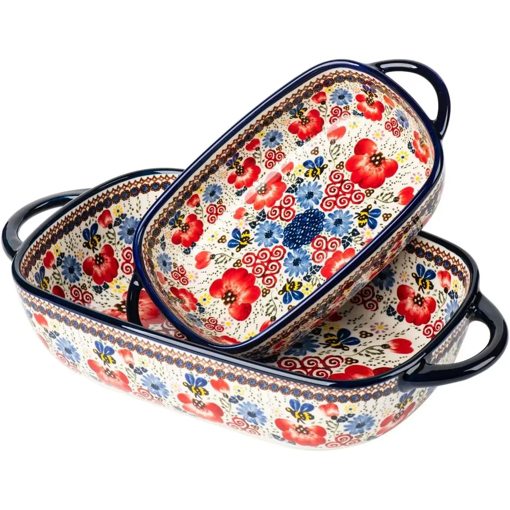 

Dish Ceic Pan Blue Casserole Dish Porcelain Regular Set 2pcs Bakeware Sets Single Serving Size Lasagna Pan Dishes or Oven Lower