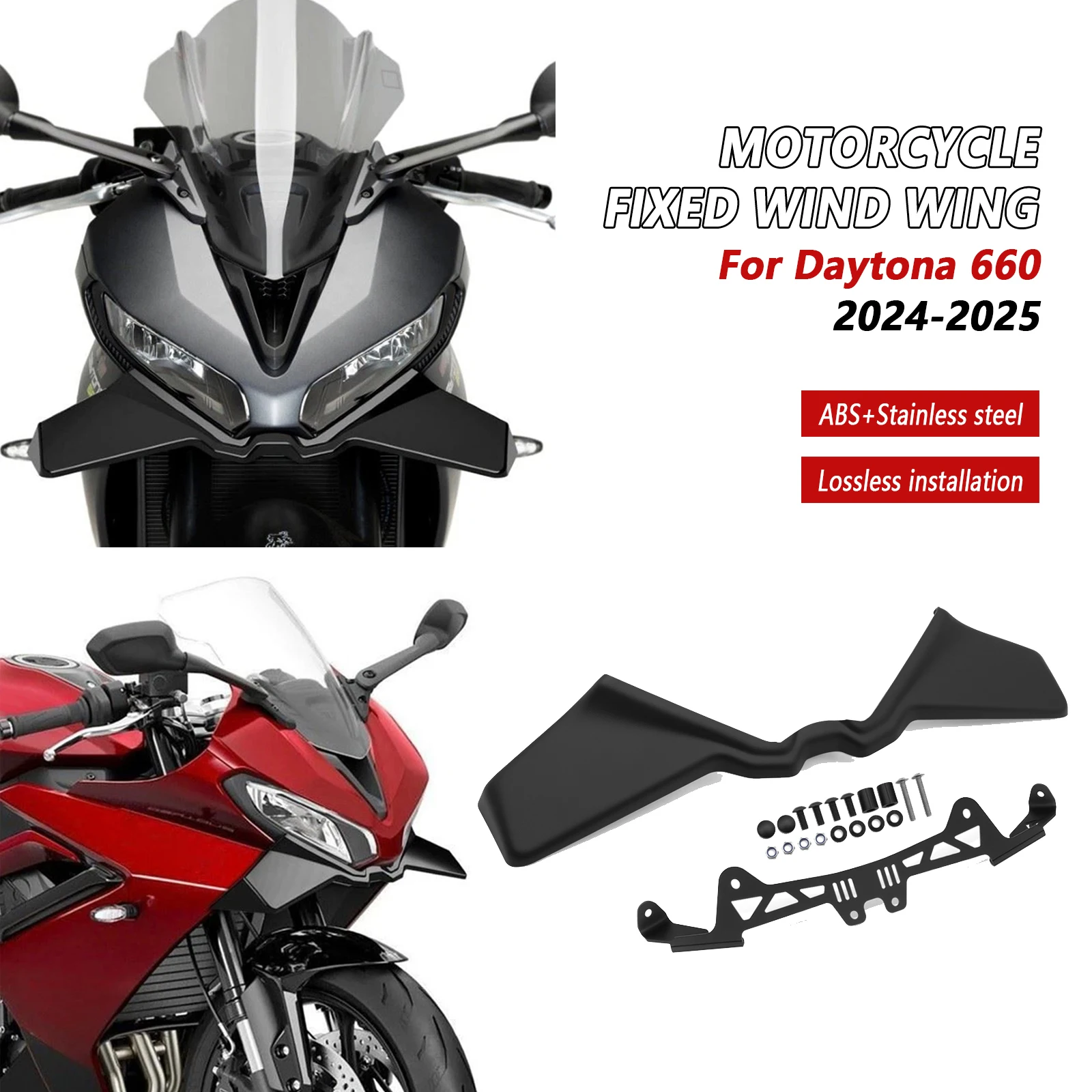 For Daytona 660 2025 Daytona660 2024New Motorcycle side spoiler fixed wing aerodynamic winglet front fairing Spoiler DAYTONA 660