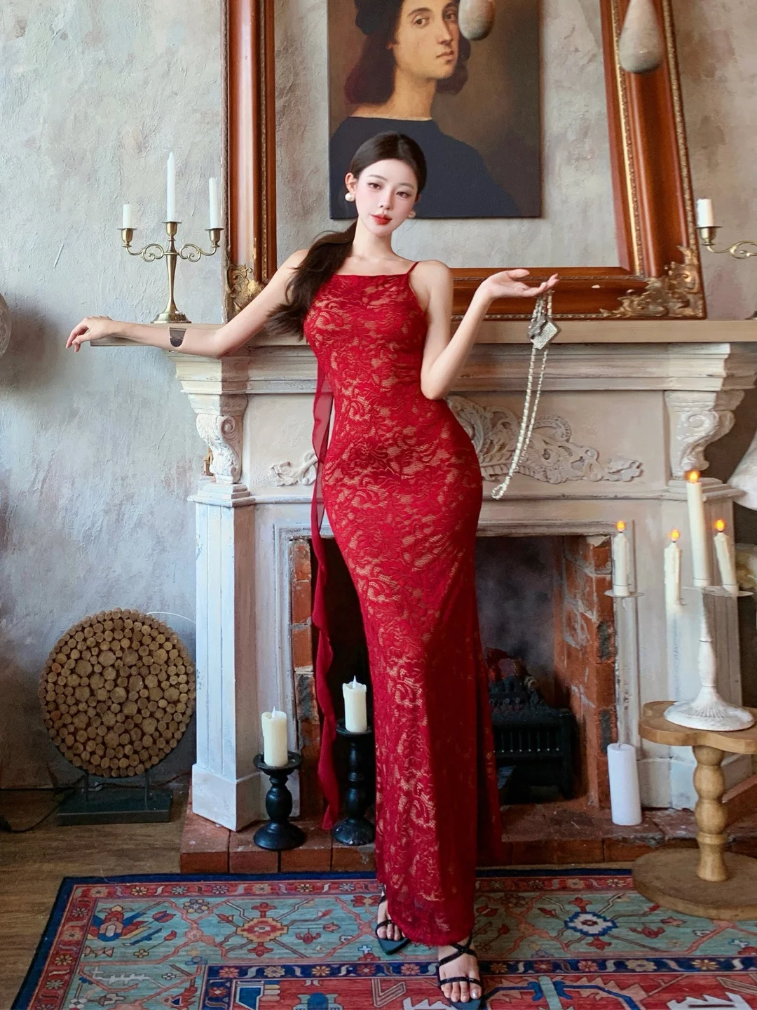 

Красное кружево с поясом Bodycon Dr Sexy Bal Летняя пляжная длинная юбка с фиксированным цветком Sa Мягкий шифон Дышащий No Sve