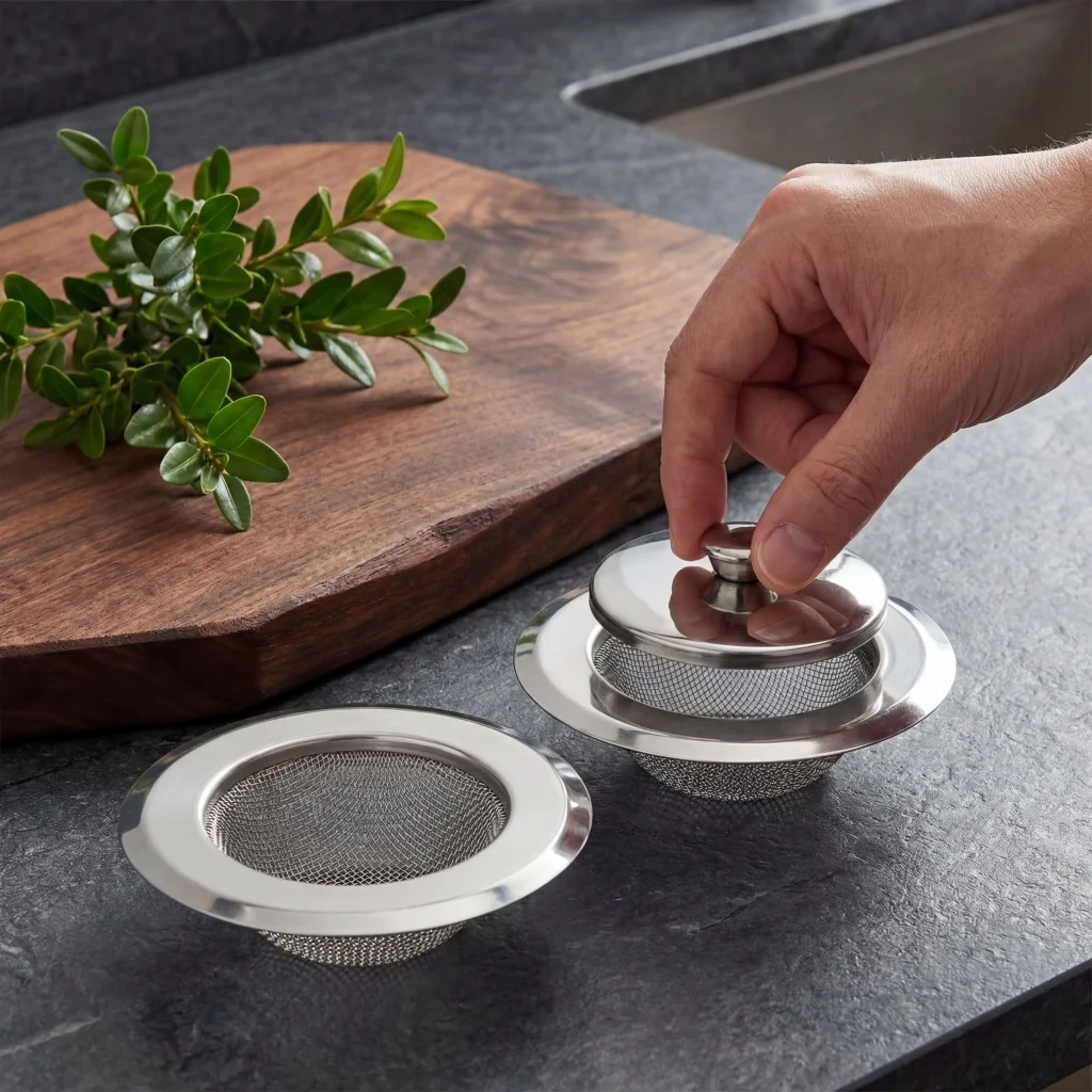 

2-Pack Stainless Steel Mesh Sink Strainer, Kitchen Bathroom Drain Hole Filter, Sewer Hair Trap Sink Filter