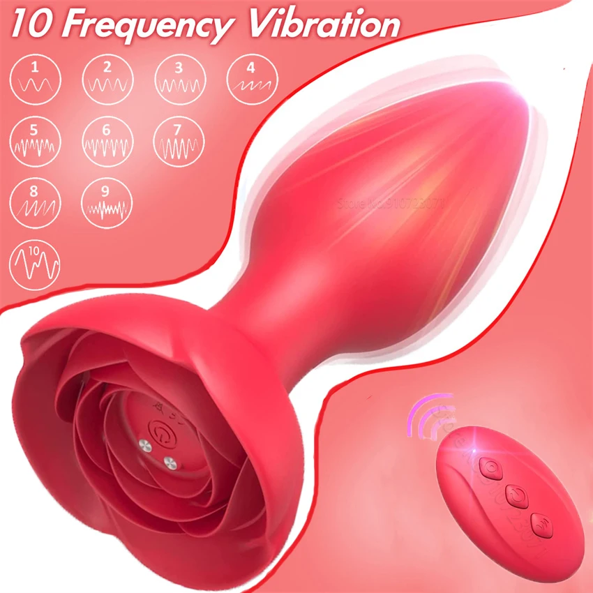 Zdalnie sterowany korek analny Rose Sex Toy Wibrator dla kobiet Męski masaż prostaty Potężny wibracyjny masturbator pochwy dla dorosłych