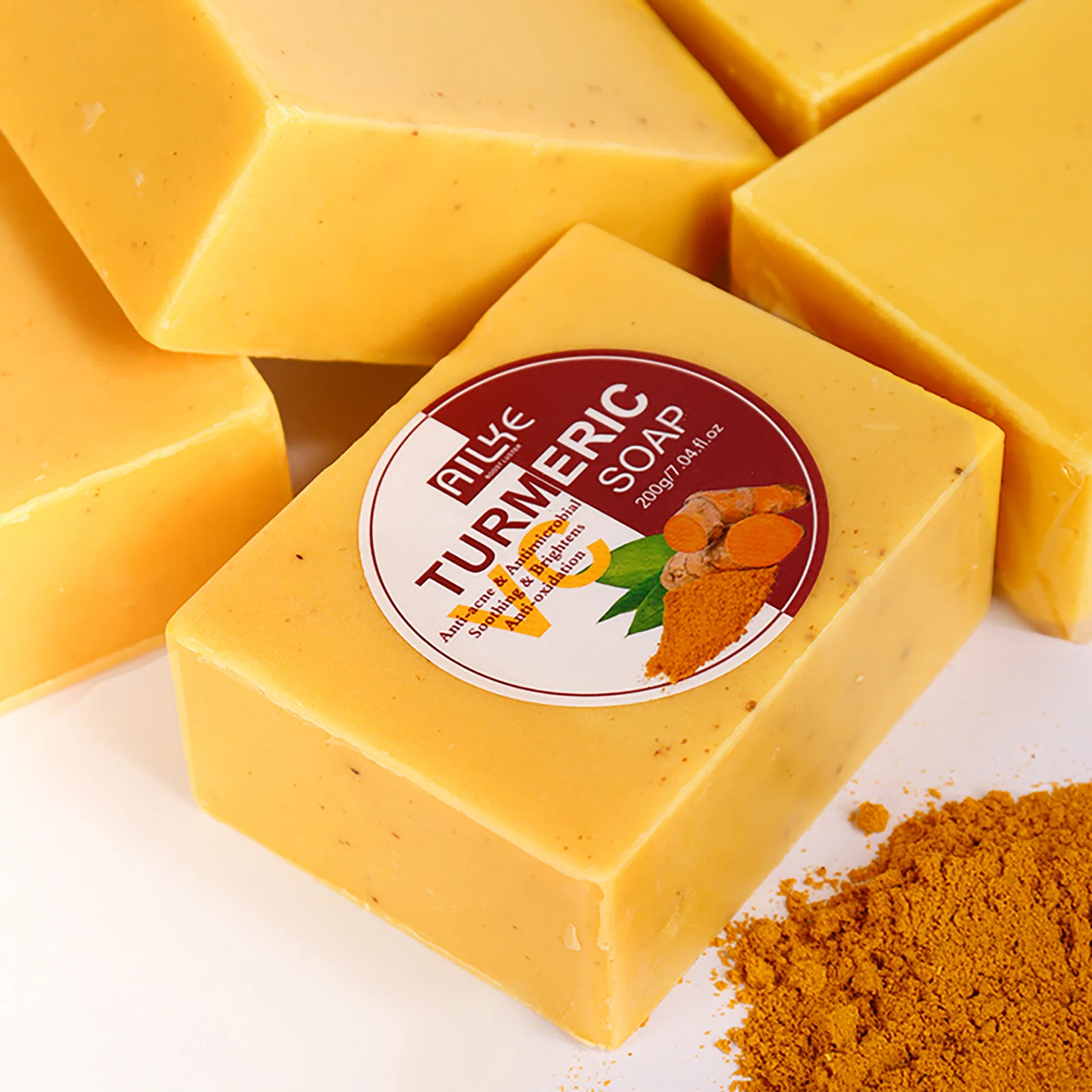 

AILKE Turmeric Soap, Brighten, Remove Acne, Brightening, Clean Stains, Exfoliates, Even Skin Tone, For All Skin Types