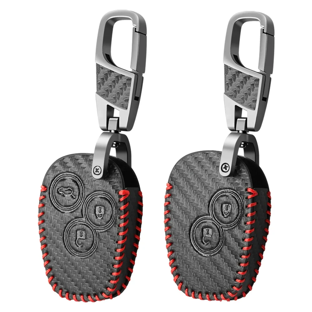 Carbon Fiber Leather Car Key Case Cover 2 3 Buttons For Renault Kangoo DACIA Scenic Megane Sandero Captur Twingo Modus