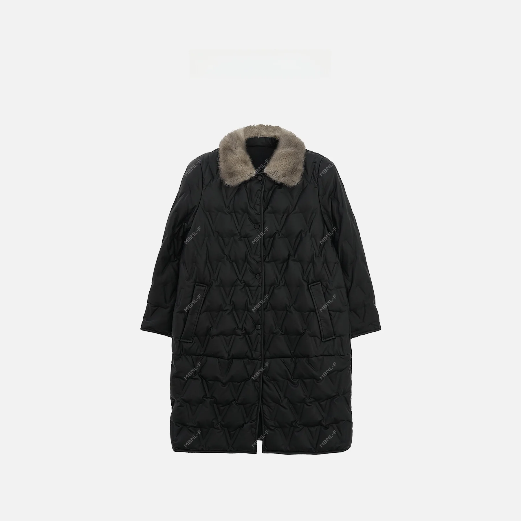 

Зимняя новинка 2024: Женское пуховое пальто MBNLF с меховым воротником, средней длины, премиум-класса, модная верхняя одежда.