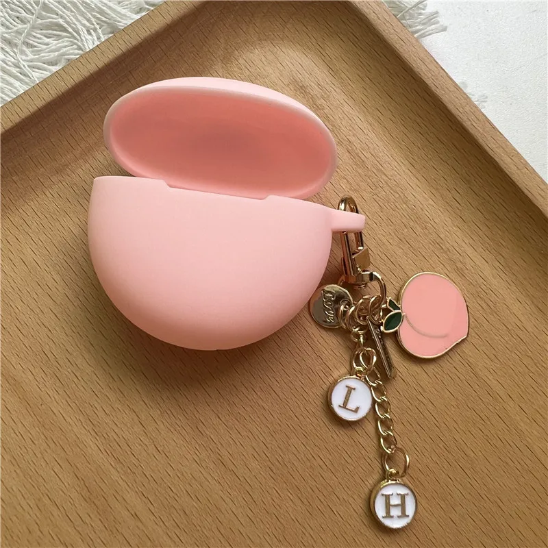 Cute Silicone Earphone Case With Key Chain For OPPO Enco Air 2i/BUDS 2 Wireless Bluetooth Headphone Protective Cover