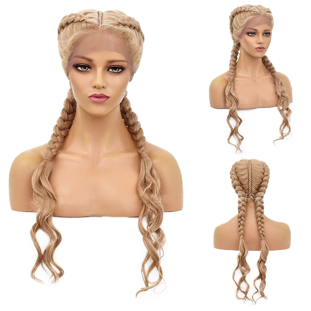 wigs  Afro wig Hand-woven lace wig braid headgear female black hand-woven chemical fiber braid wig